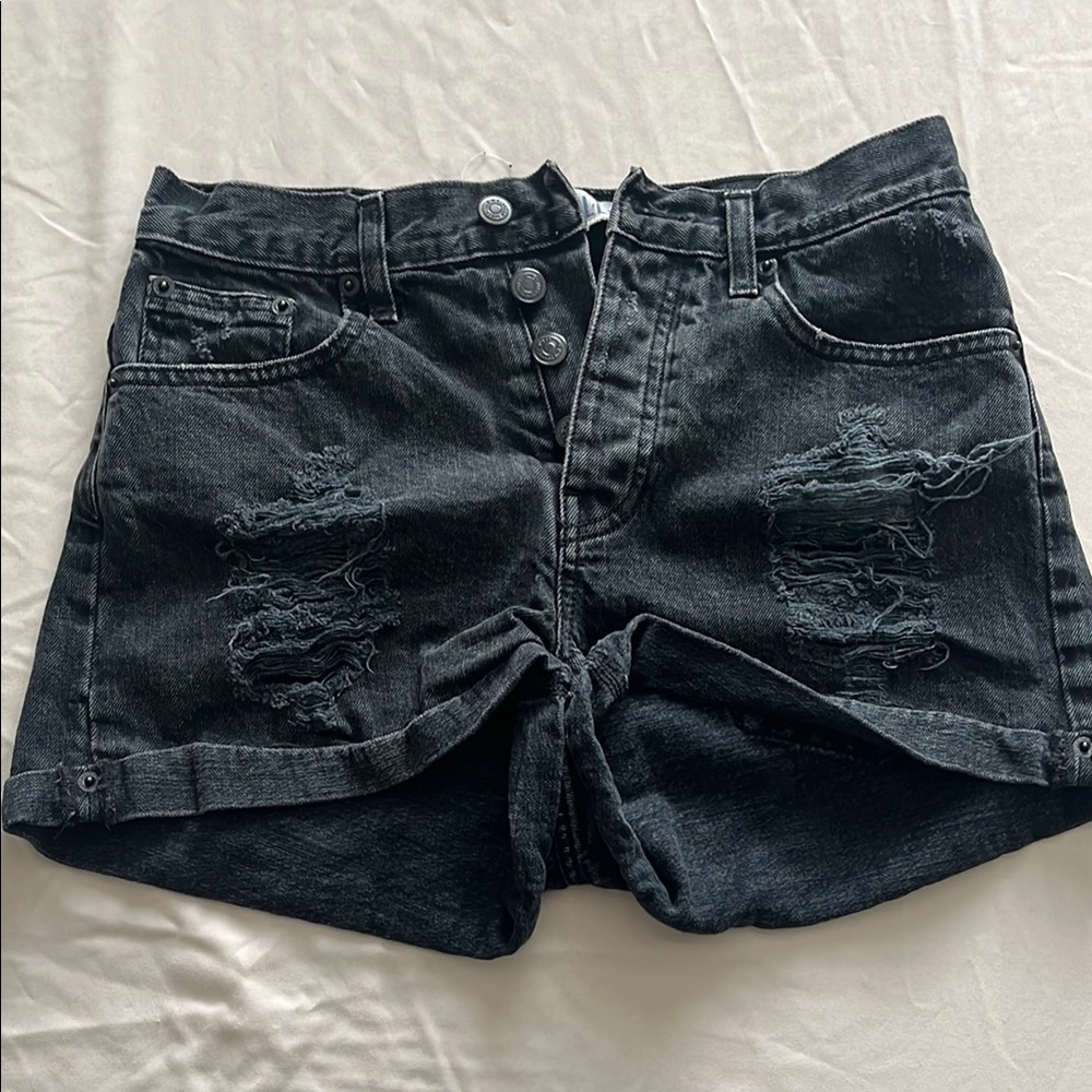 Brandy Melville Black Jean Shorts Distressed Casual